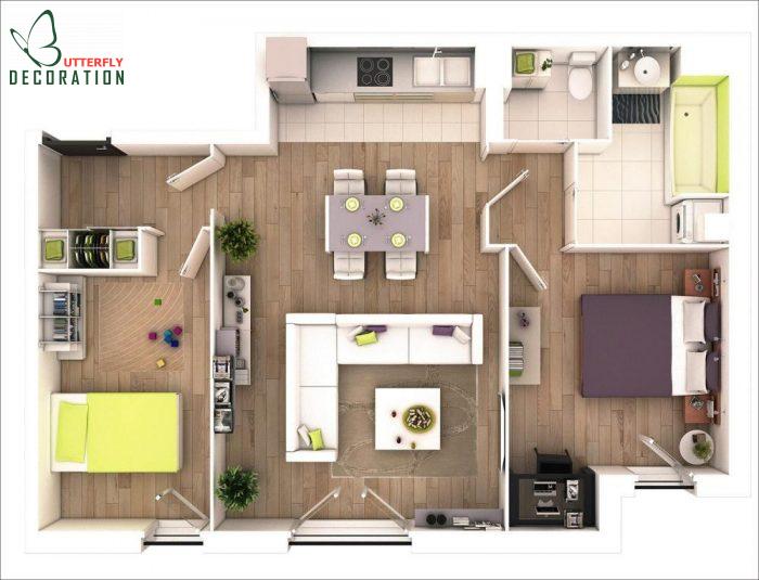 Những mẫu thiết kế chung cư đẹp 60m2 cho gia đình nhỏ